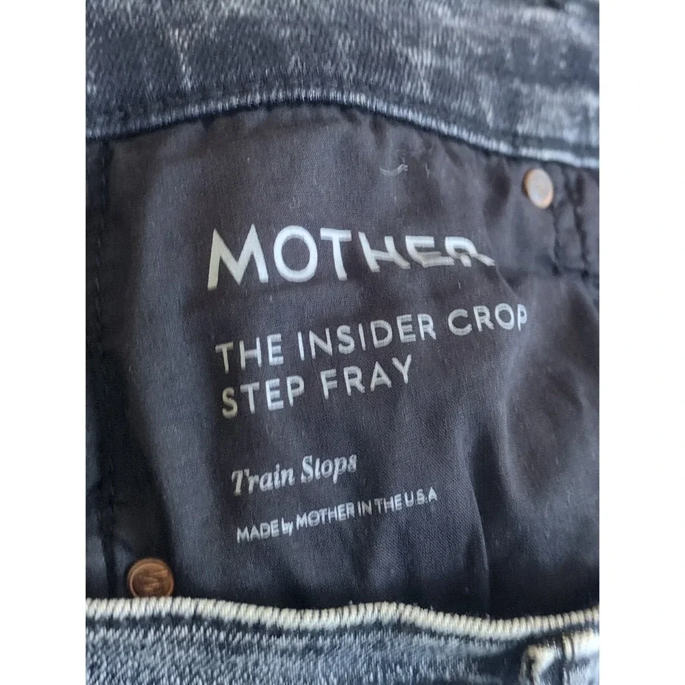 Mother The Insider Crop Step Fray Train Stops Size 25 Black Raw Hem‎